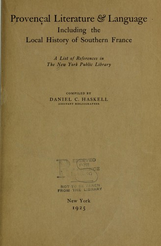 Provençal literature & language, including the local history of southern France