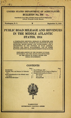 Public road mileage and revenues in the Middle Atlantic States, 1914