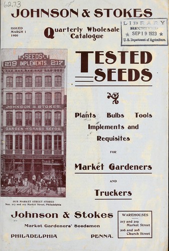 Quarterly wholesale catalogue tested seeds