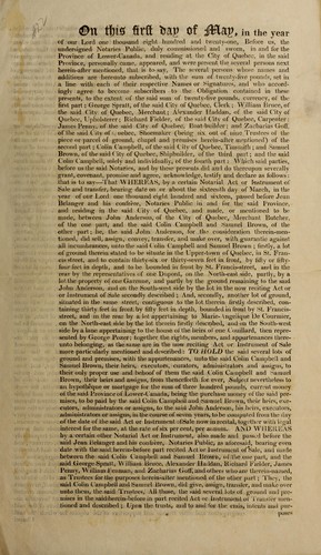 Quebec, 1st May, 1821