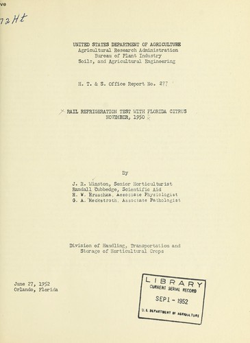Rail refrigeration test with Florida citrus, November, 1950