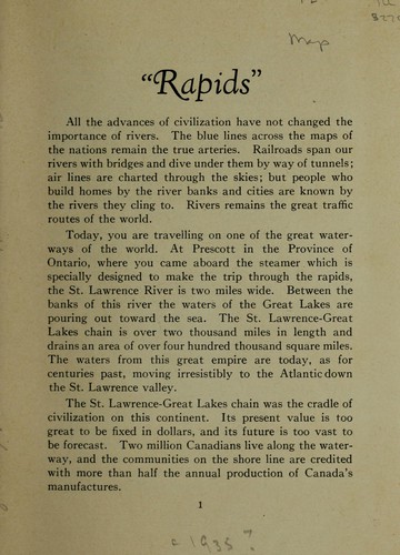 Rapids of the St. Lawrence Prescott to Montreal