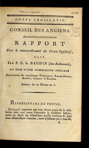 Rapport sur le renouvellement du Corps législatif