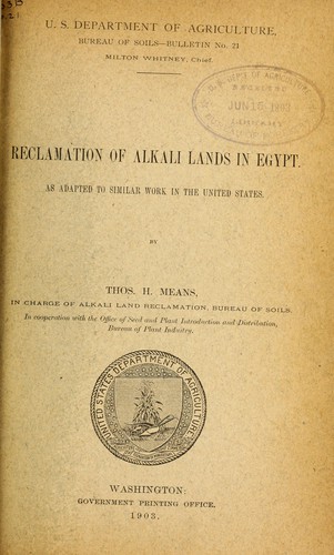 Reclamation of alkali lands in Egypt