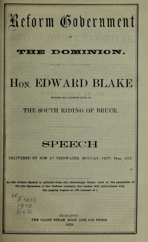 Reform government in the dominion