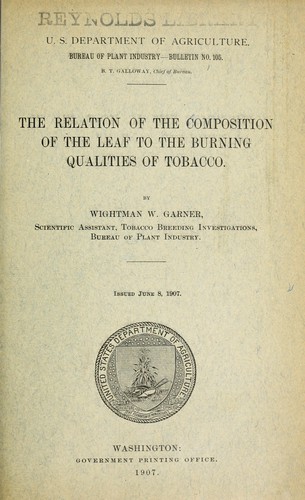 The relation of the composition of the leaf to the burning qualities of tobacco