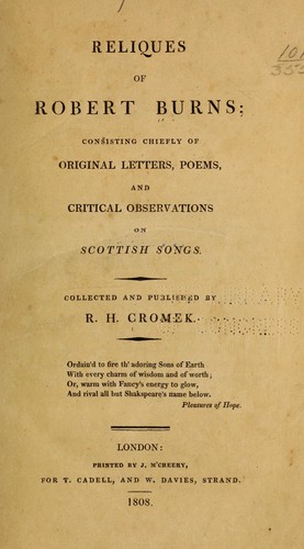 Reliques of Robert Burns