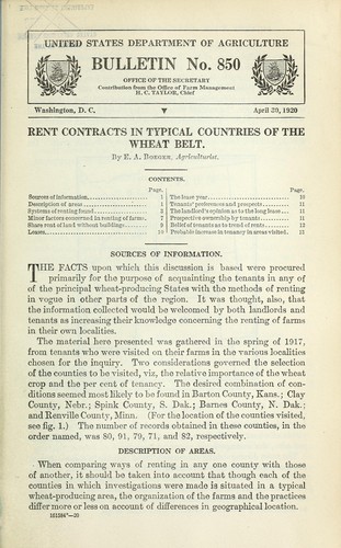 Rent contracts in typical counties in the wheat belt