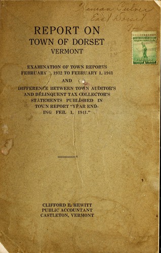 Report on town of Dorset, Vermont