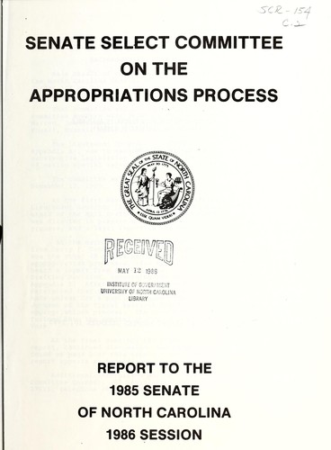 Report to the 1985 Senate of North Carolina, 1986 session