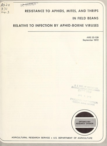 Resistance to aphids, mites and thrips in field beans relative to infection by aphid-borne viruses