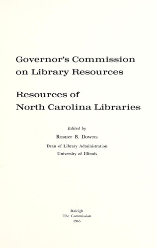 Resources of North Carolina libraries