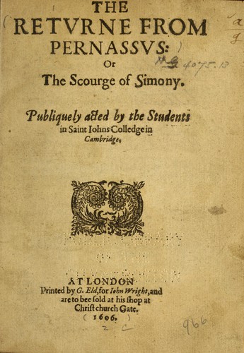 The returne from Pernassus, or The scourge of simony