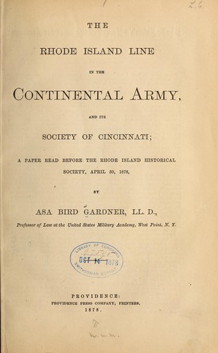 The Rhode Island line in the Continental army, and its Society of Cincinnati