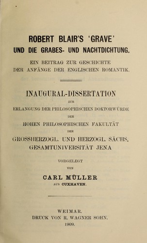 Robert Blair's Grave und die Grabes und Nachtdichtung