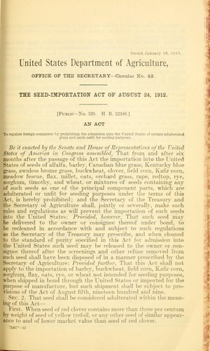 The Seed-Importation Act of August 24, 1912