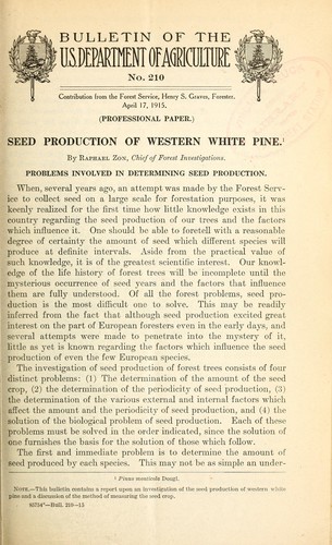 Seed production of western white pine