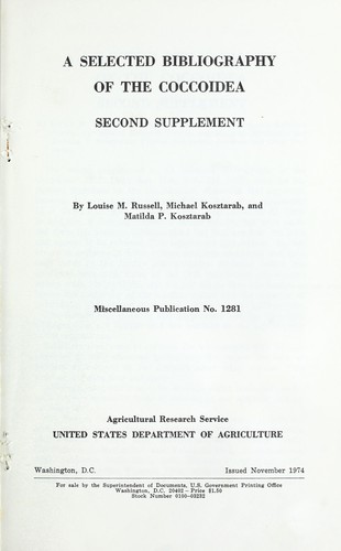 A selected bibliography of the Coccoidea