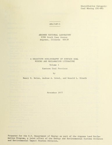 A selective bibliography of surface coal mining and reclamation literature
