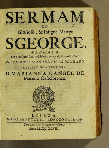 Sermam do glorioso, & insigne martyr S. George