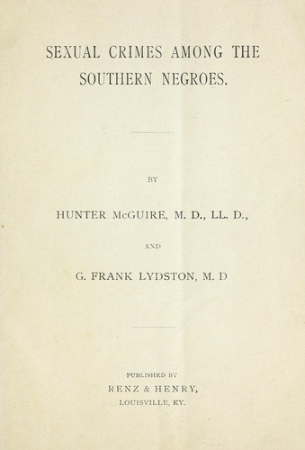 Sexual crimes among the southern Negroes