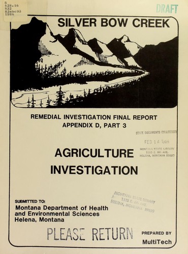 Silver Bow Creek remedial investigation draft final report