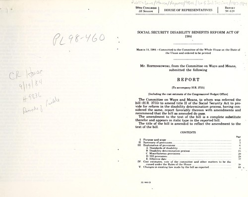 Social Security Disability Benefits Reform Act of 1984