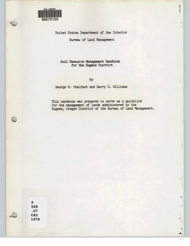Soil resource management handbook for the Eugene District