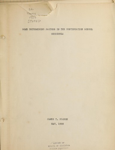 Some determining factors in the continuation school curricula