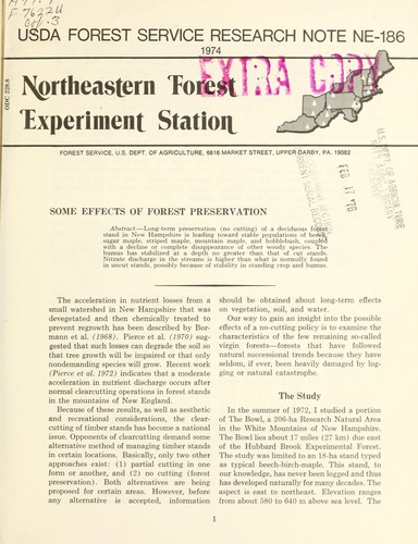 Some effects of forest preservation