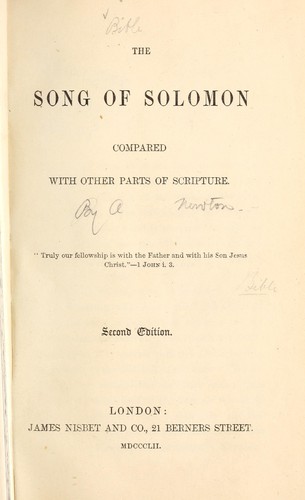 The song of Solomon compared with other parts of scripture...