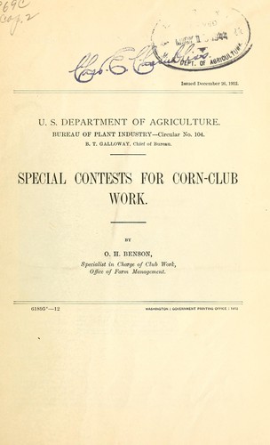 Special contests for corn-club work