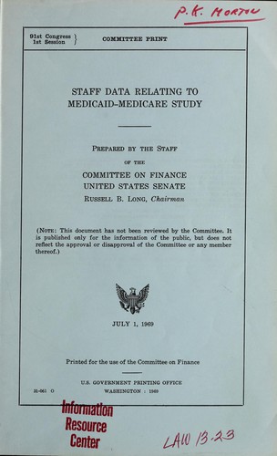 Staff data relating to medicaid-medicare study
