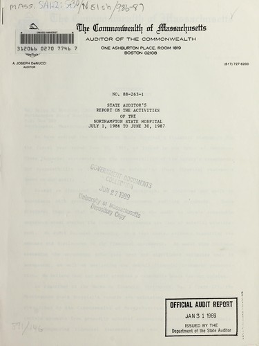 State Auditor's report on the activities of the Northampton State Hospital