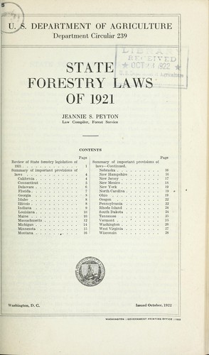 State forestry laws of 1921