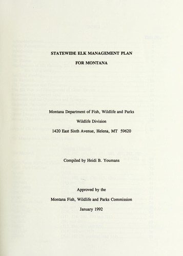 Statewide elk management plan for Montana