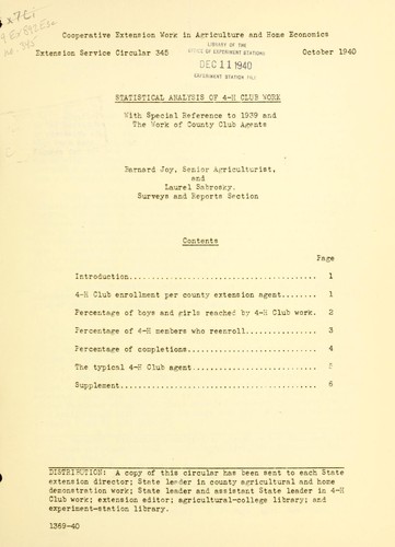 Statistical analysis of 4-H club work