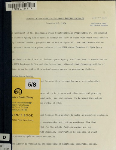 Status of San Francisco urban renewal projects