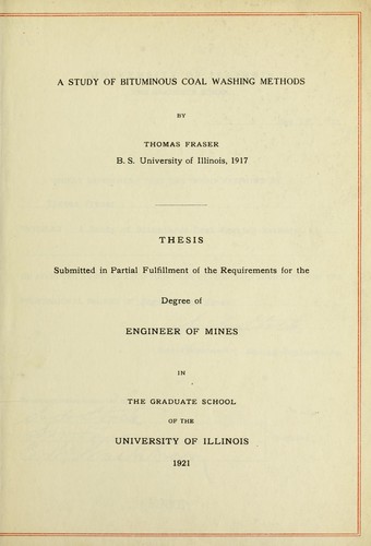 A study of bituminous coal washing methods