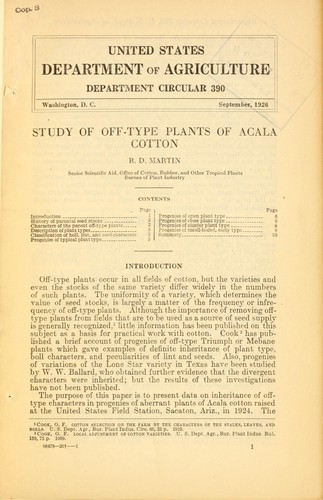 Study of off-type plants of acala cotton