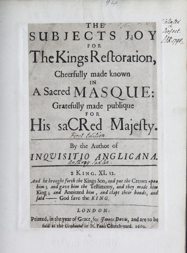 The subjects joy for the Kings restoration