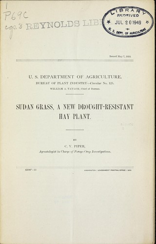 Sudan grass, a new drought-resistant hay plant