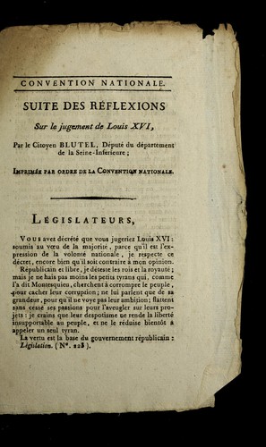 Suite des re flexions sur le jugement de Louis XVI