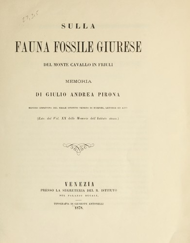 Sulla fauna fossile giurese del monte Cavallo in Friuli ...