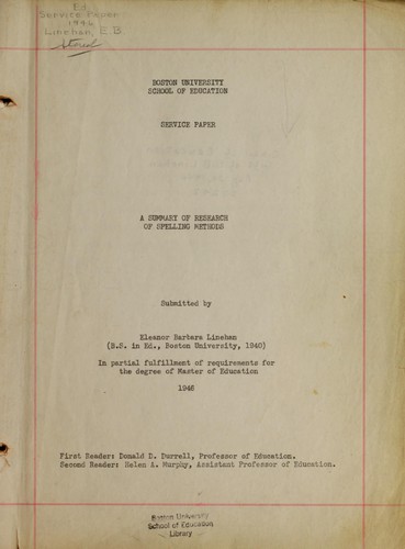 Summary of research of spelling methods