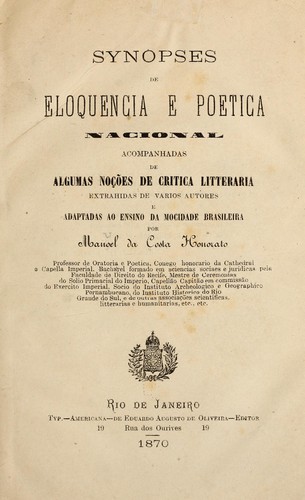 Synopses de eloquencia e poetica nacional