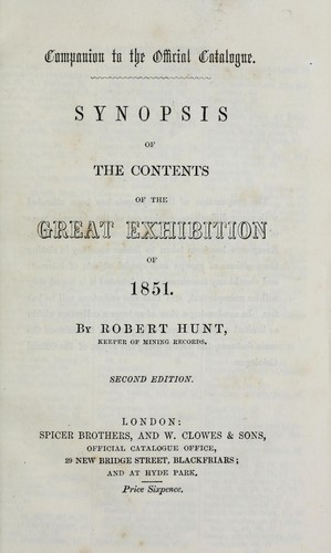 Synopsis of the contents of the Great Exhibition of 1851
