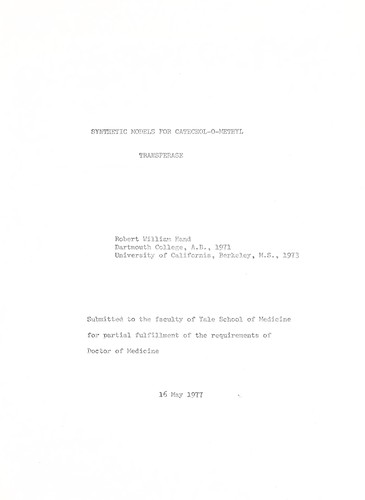 Synthetic models for catechol-o-methyl transferase