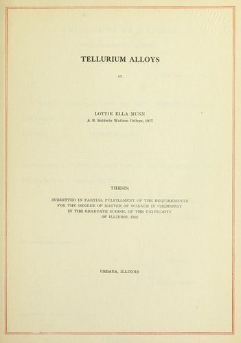 Tellurium alloys