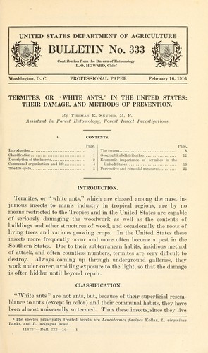Termites, or "white ants", in the United States
